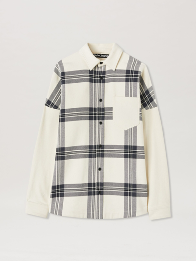 Shop Palm Angels Logo Print Check Overshirt