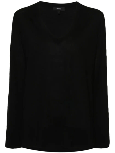 Shop Theory Volumious V Neck Sweater In Black