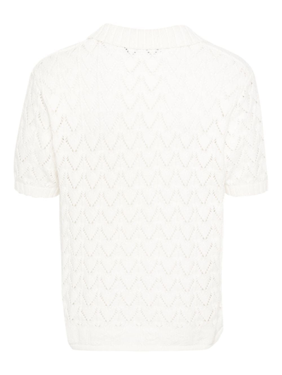 Shop Daily Paper Yinka Relaxed Knit Short Sleeves Polo In White