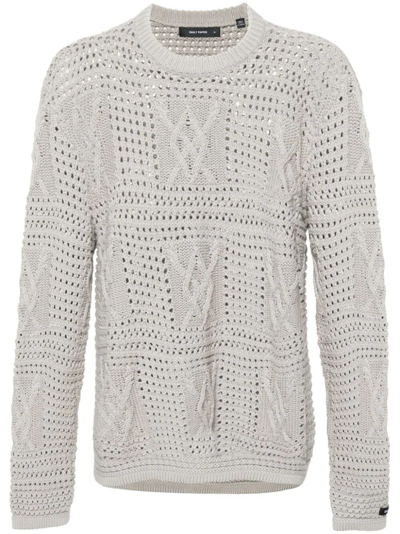 Shop Daily Paper Zuberi Crochet Long Sleeves Sweater In Grey