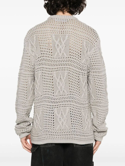 Shop Daily Paper Zuberi Crochet Long Sleeves Sweater In Grey