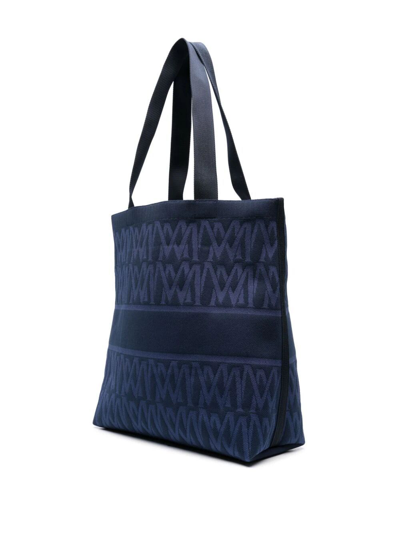 Shop Moncler Knit Tote Bag In Blue