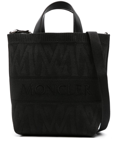 Shop Moncler Mini Knit Tote Bag In Black
