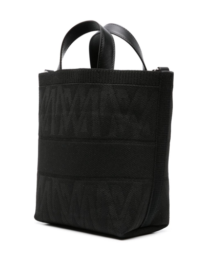 Shop Moncler Mini Knit Tote Bag In Black
