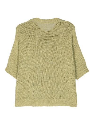 Shop Nuur Short Sleeves Round Neck Pullover In Green