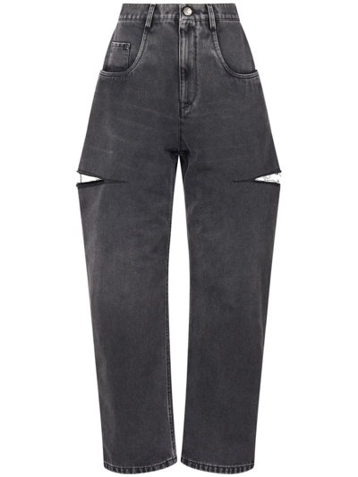 Maison Margiela Black Five-pocket Style Jeans With Rips In Cotton Denim Woman