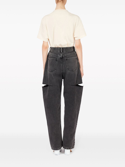 Maison Margiela Black Five-pocket Style Jeans With Rips In Cotton Denim Woman