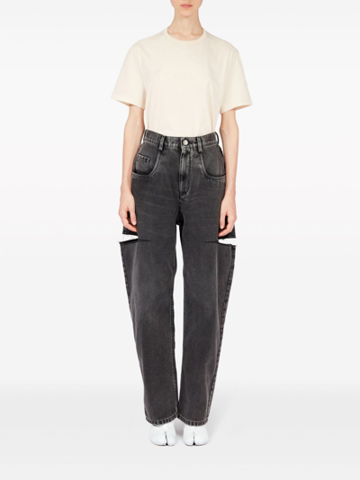 Maison Margiela Black Five-pocket Style Jeans With Rips In Cotton Denim Woman