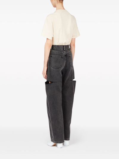 Maison Margiela Black Five-pocket Style Jeans With Rips In Cotton Denim Woman