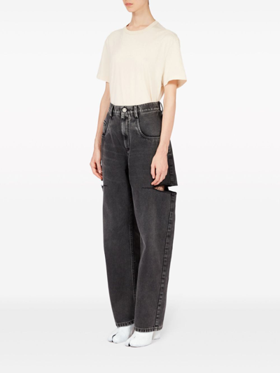 Maison Margiela Black Five-pocket Style Jeans With Rips In Cotton Denim Woman