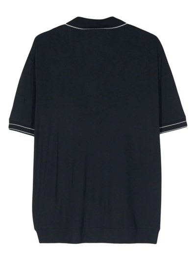 Shop Giorgio Armani Short Sleeves Polo With Pocket In Blue