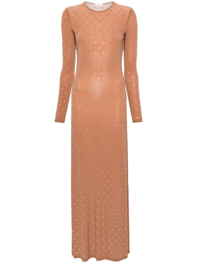 Shop Rabanne Solid Second Skin Jersey Dress In Nude & Neutrals