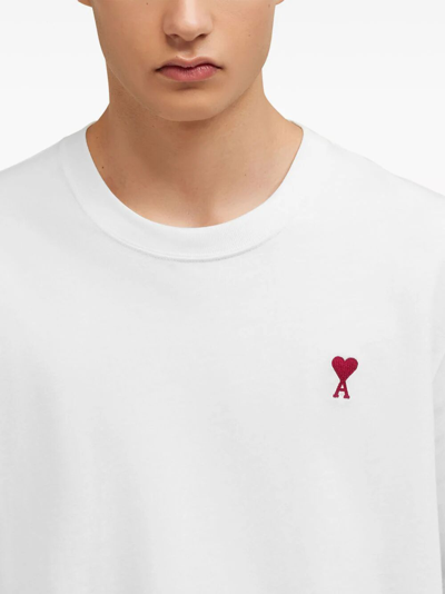 Shop Ami Alexandre Mattiussi Red Ami De Coeur Tshirt In White