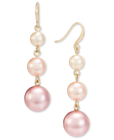 Shop Charter Club Gold-tone Imitation Pearl Ombre Drop Earrings, Created For Macy's In Multi