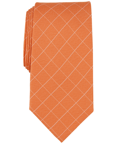 Shop Michael Kors Men's Parkwood Grid Tie In Orange