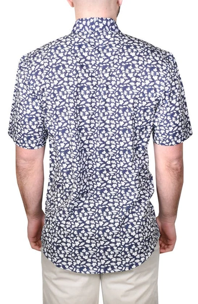 Shop Vintage 1946 Floral Print Short Sleeve Shirt In Blue