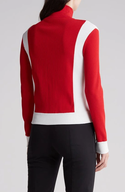 Shop Valentino Colorblock Rib Jacket In Rosso