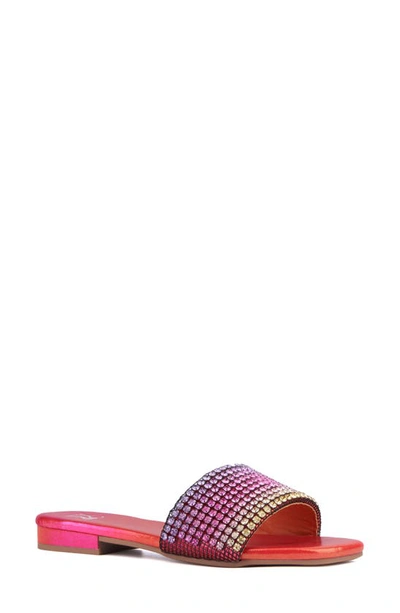 Shop New York And Company Gracie Rhinestone Slide Sandal In Pink Ombre