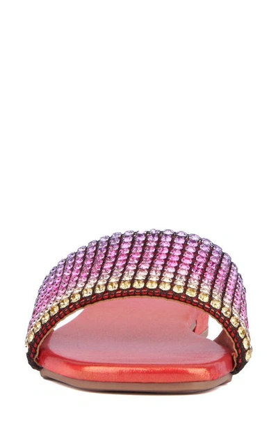 New York And Company Gracie Rhinestone Slide Sandal In Pink Ombre