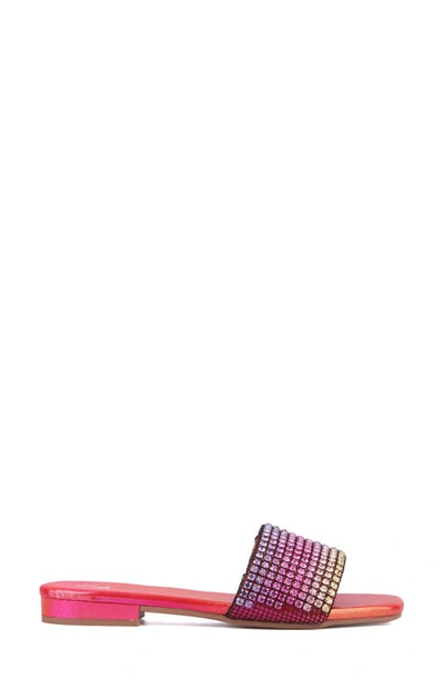 New York And Company Gracie Rhinestone Slide Sandal In Pink Ombre
