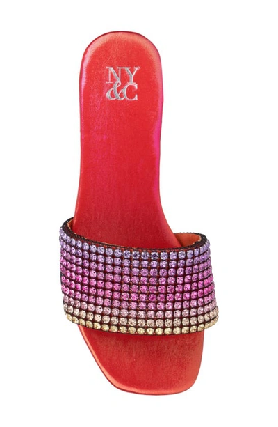 New York And Company Gracie Rhinestone Slide Sandal In Pink Ombre
