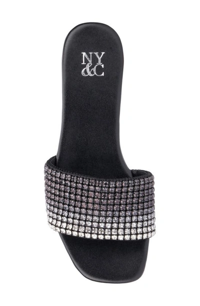 New York And Company Gracie Rhinestone Slide Sandal In Black