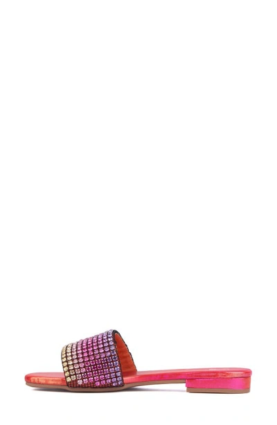 New York And Company Gracie Rhinestone Slide Sandal In Pink Ombre