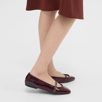 Shop Theory Leather Ballerina Flat In Bordeaux