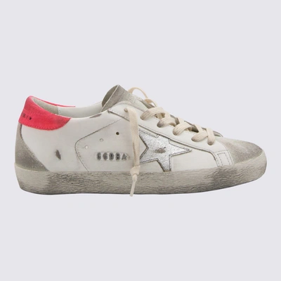 Shop Golden Goose White And Fucsia Leather Sneakers In White/ice/silver/lobster Fluo