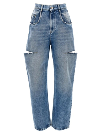 Shop Maison Margiela Cut-out Jeans In Blue