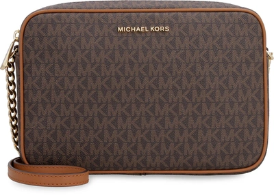 Shop Michael Michael Kors Michael Kors Jet Set Leather Crossbody Bag In Brown