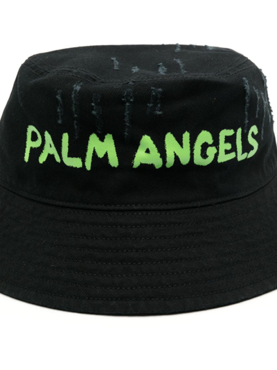 Shop Palm Angels Logo-print Cotton Bucket Hat