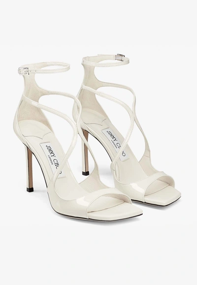 Jimmy Choo Azia Sandals In Milk White Patent Leather In White