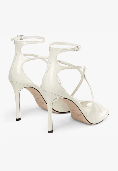 Jimmy Choo Azia Sandals In Milk White Patent Leather In White