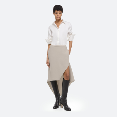 Shop Helmut Lang Virgin Wool Scarf Hem Skirt In Sand