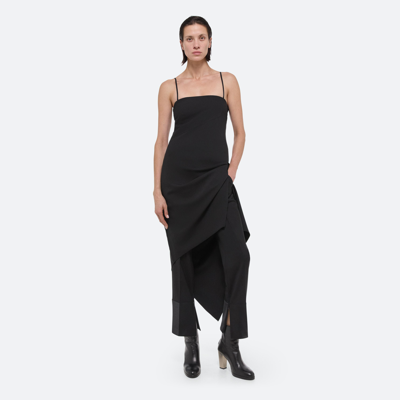 Shop Helmut Lang Wool Scarf Hem Dress In Black