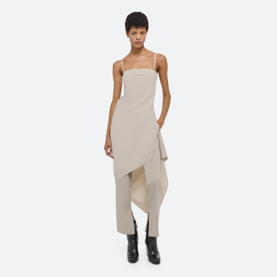 Shop Helmut Lang Wool Scarf Hem Dress In Sand