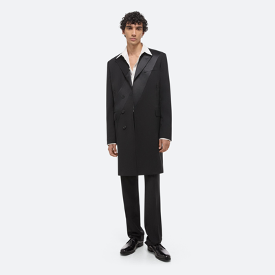 Shop Helmut Lang Virgin Wool Tuxedo Car Coat In Black