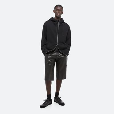Shop Helmut Lang Cotton Fleece Zip-up Hoodie In Black