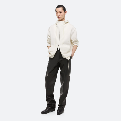 Shop Helmut Lang Cotton Fleece Zip-up Hoodie In Ivory