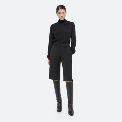Shop Helmut Lang Ruched Wool-silk Turtleneck In Black