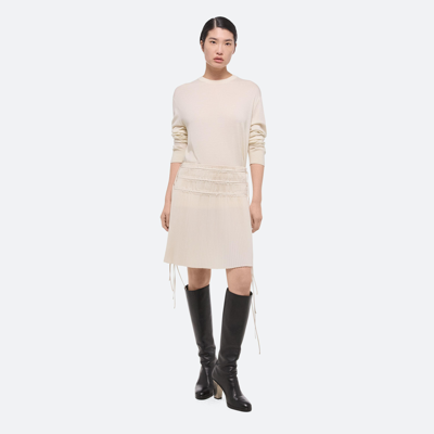 Shop Helmut Lang Pleated Satin Skirt In Ivory
