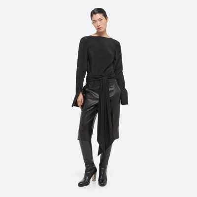 Shop Helmut Lang Scarf Silk Blouse In Black