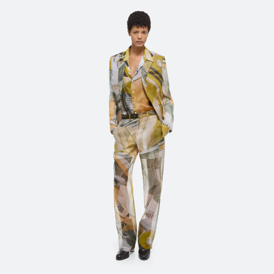 Shop Helmut Lang Printed Silk Classic Blazer In Yellow Car Print