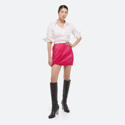 Shop Helmut Lang Silk Bubble Skirt In Fuchsia