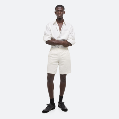 Shop Helmut Lang Cotton Fleece Seatbelt Shorts In Ivory