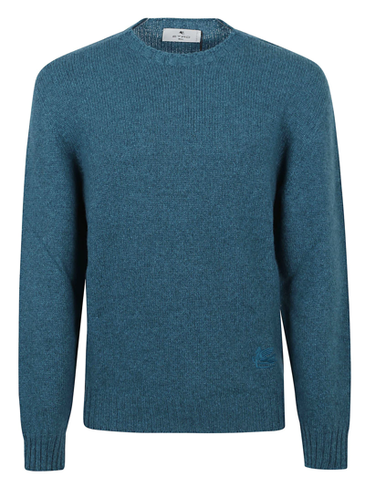 Shop Etro C-neck Roma Sweater In Blu