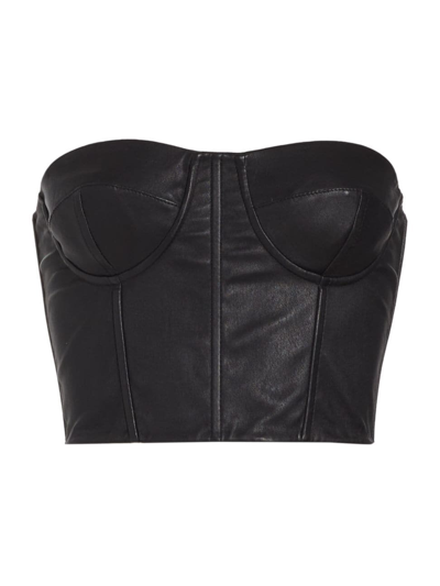Shop Sprwmn Women's Leather Bustier Top In Black