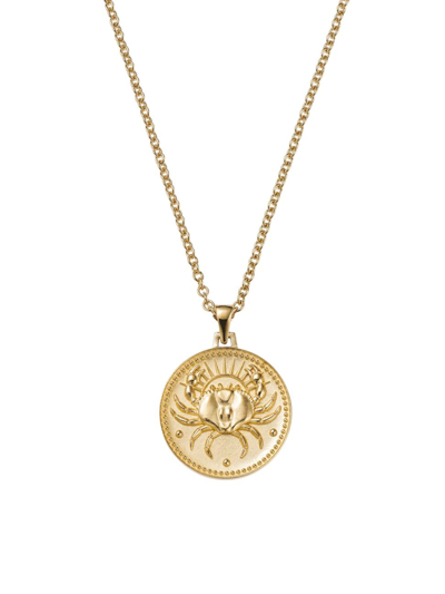Shop Futura Women's Icons 18k Yellow Gold Zodiac Medallion Necklace In Cancer