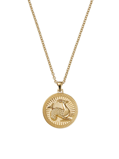 Shop Futura Women's Icons 18k Yellow Gold Zodiac Medallion Necklace In Capricorn